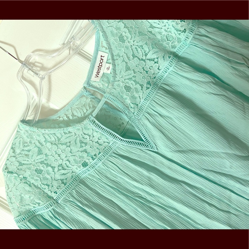Turquoise shirt with beautiful lace